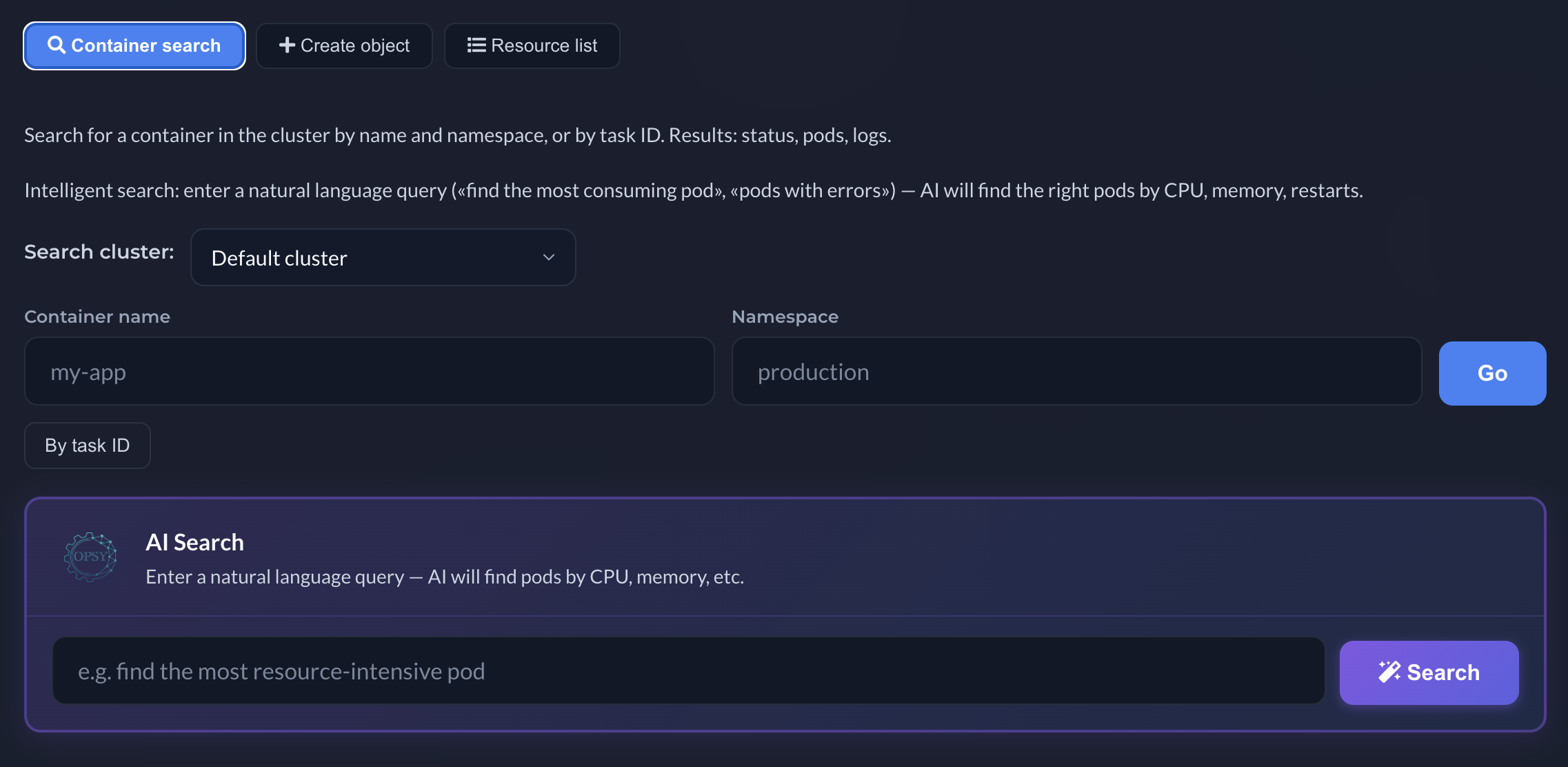 Intelligent AI search - natural language query